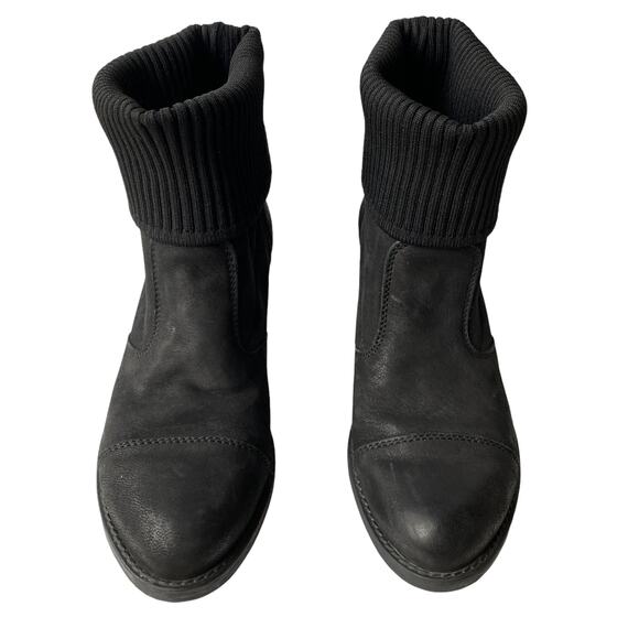 Sesto Meucci Ankle Boots Black Knit Cuff Western Bootie Women's Size 6 - Picture 6 of 11